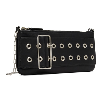 Shop Abra Black Flat Belt Shoulder Bag