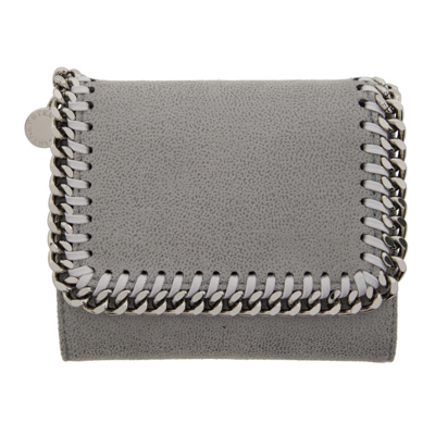 Shop Stella Mccartney Grey Falabella Small Flap Wallet In 1220 Light Grey