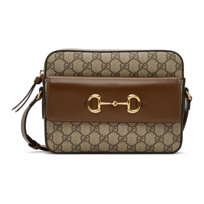 Gucci Horsebit 1955 small shoulder bag in beige and ebony