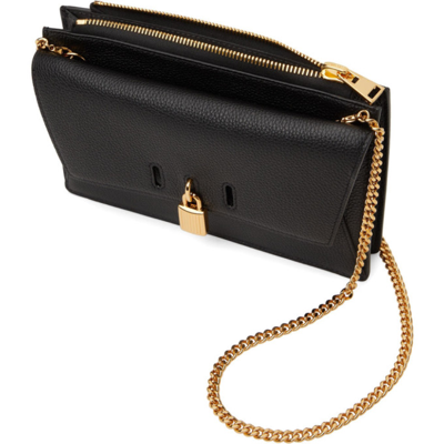 Shop Tom Ford Black Mini Padlock Chain Shoulder Bag In U9000 Black