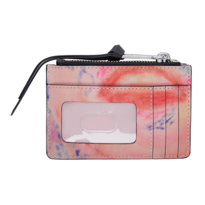 Shop Marc Jacobs Pink Watercolor 'the Snapshot' Top-zip Card Holder In 282 Nude Multi