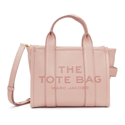 Shop Marc Jacobs Pink 'the Leather Mini Tote Bag' Tote In 683 Rose Dust