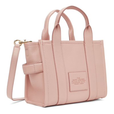 Shop Marc Jacobs Pink 'the Leather Mini Tote Bag' Tote In 683 Rose Dust