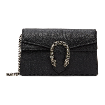 GUCCI - Black Grained Leather Dionysus Mini Chain Bag