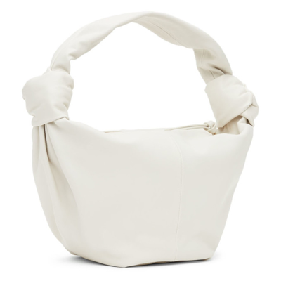 Shop Bottega Veneta Off-white Teen Double Knot Jodie Bag In 9009 White Gold