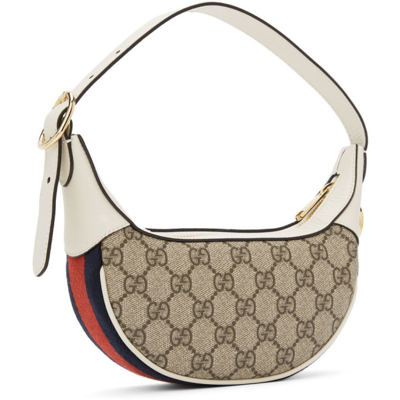 Shop Gucci Off-white Mini Gg Ophidia Shoulder Bag In 9794 B.eb/m.white/br