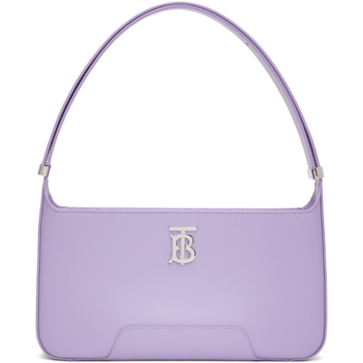 Shop Burberry Purple Tb Shoulder Bag In Soft Violet
