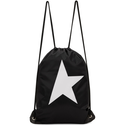 Shop Golden Goose Black Star Drawstring Backpack In 80203 Black/white