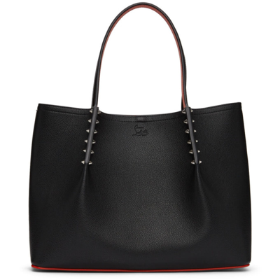 Shop Christian Louboutin Black Grained Leather Small Cabarock Tote Bag In Bk01 Black