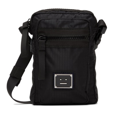 Shop Acne Studios Black Logo Crossbody Bag In 900 Black