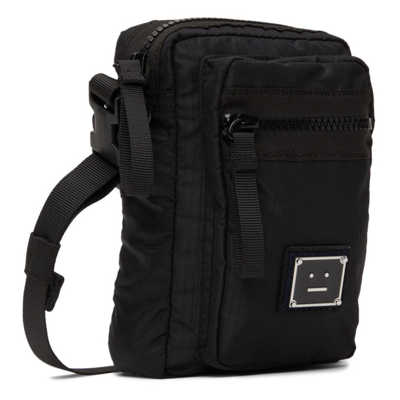 Shop Acne Studios Black Logo Crossbody Bag In 900 Black