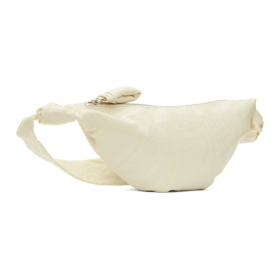Shop Lemaire Off-white Small Croissant Bag In 222 Almond Milk