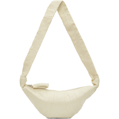 Shop Lemaire Off-white Small Croissant Bag In 222 Almond Milk