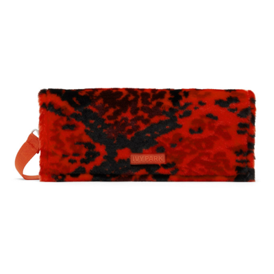 Shop Adidas X Ivy Park Red & Black Faux-fur Printed Envelope Clutch
