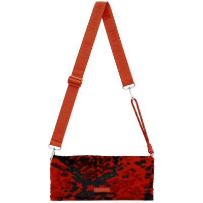 Shop Adidas X Ivy Park Red & Black Faux-fur Printed Envelope Clutch