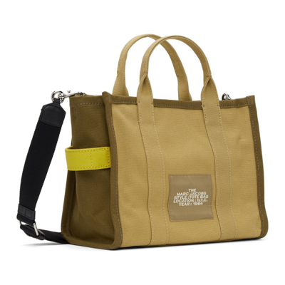 Shop Marc Jacobs Khaki 'the Small Colorblock Tote Bag' Tote In 373 Slate Green Mult