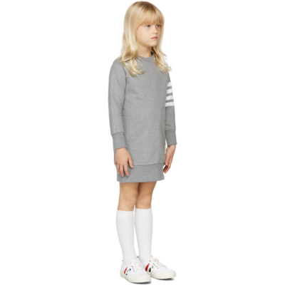 Shop Thom Browne Kids Grey Loopback 4-bar Sweatshirt Dress In Med Grey 035