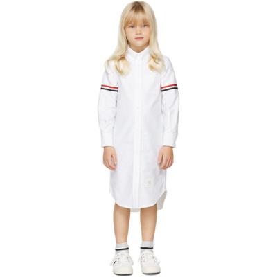 Shop Thom Browne Kids White Oxford Armband Knee-length Shirt Dress In White 100