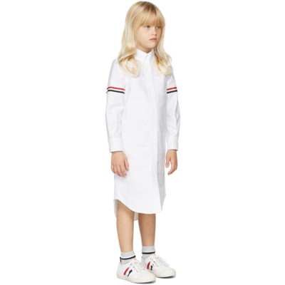 Shop Thom Browne Kids White Oxford Armband Knee-length Shirt Dress In White 100