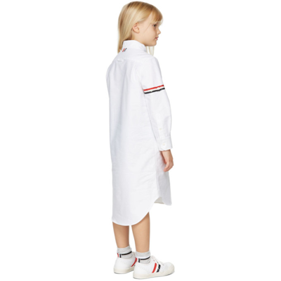 Shop Thom Browne Kids White Oxford Armband Knee-length Shirt Dress In White 100