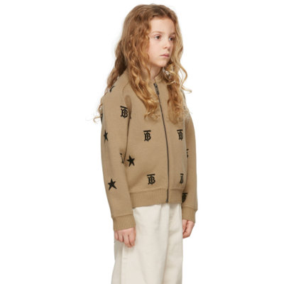 Shop Burberry Kids Beige Star Monogram Cardigan In Archive Beige