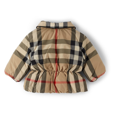 Shop Burberry Baby Beige Down Vintage Check Jacket In Archive Beige Ip Chk