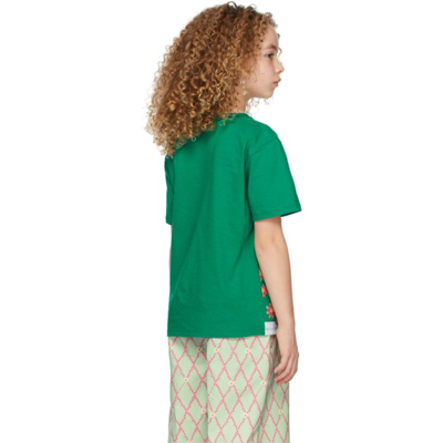 Shop Gucci Kids Green Cotton Cat Print T-shirt In 3420 Brilliant Lawn/