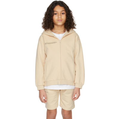 Shop Pangaia Kids Beige Organic Cotton 365 Zipped Hoodie In Sand