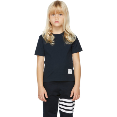 Shop Thom Browne Kids Navy Cotton Jersey T-shirt In Navy 415