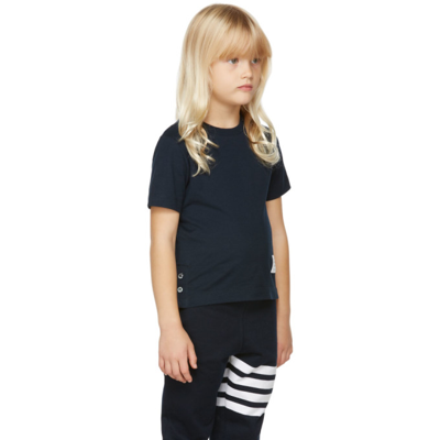 Shop Thom Browne Kids Navy Cotton Jersey T-shirt In Navy 415