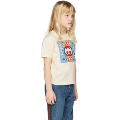 Shop Gucci Kids Off-white Logo T-shirt In 9756 Sunkissed/mc