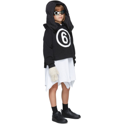 Shop Mm6 Maison Margiela Kids Black Logo Pullover Hoodie In M6900 Black