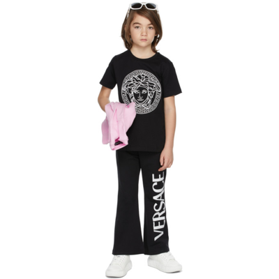 Shop Versace Kids Black & White Medusa T-shirt In Black+white