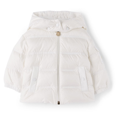 Shop Moncler Baby White Down Childe Jacket In 032 Grey