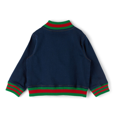 Shop Gucci Baby Blue French Terry Jacket In 4206 Blue/multicolor