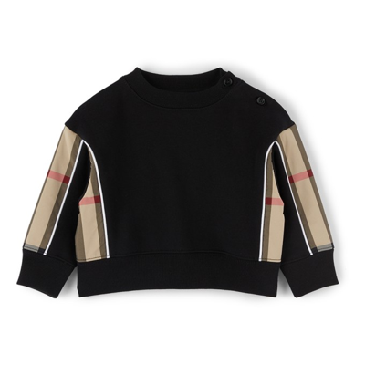 Shop Burberry Baby Black Check Panel Sweatshirt