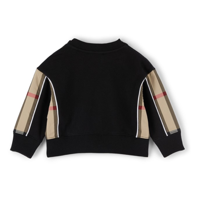 Shop Burberry Baby Black Check Panel Sweatshirt