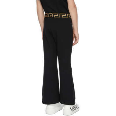 Shop Versace Kids Black & White Greca Logo Flare Lounge Pants In 2b020 Black