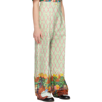 Shop Gucci Kids Multicolor Cat Print Trousers In 3610 Acqua/pink/mc