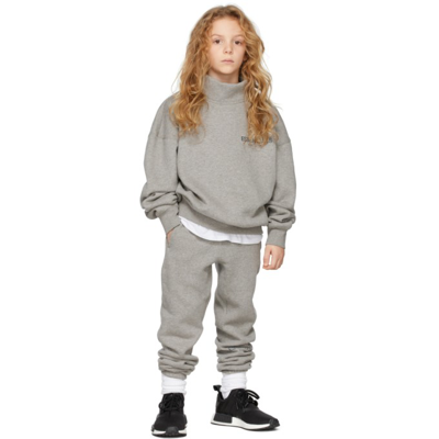 Shop Essentials Kids Grey Fleece Lounge Pants In Heather Oatmeal
