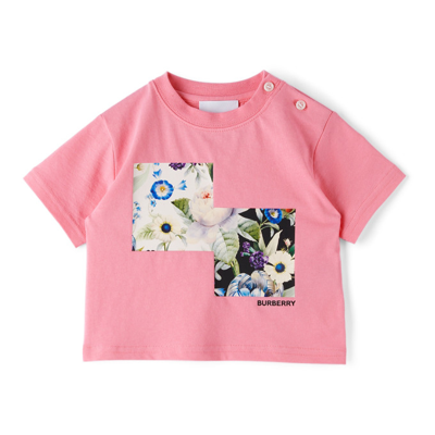 Shop Burberry Baby Pink Montage Print T-shirt In Bubble Gum