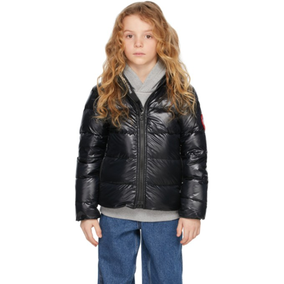 Shop Canada Goose Kids Black Down Crofton Hoody Jacket