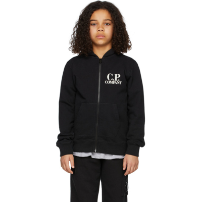 Shop C.p. Company Kids Black Basic Goggle Hoodie In 999 Black