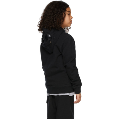 Shop C.p. Company Kids Black Basic Goggle Hoodie In 999 Black