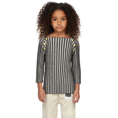 Shop Eckhaus Latta Ssense Exclusive Kids Black & Grey Ribbed Bambino Sweater In Grey/white