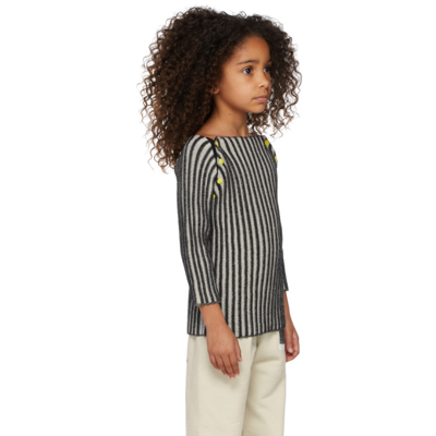 Shop Eckhaus Latta Ssense Exclusive Kids Black & Grey Ribbed Bambino Sweater In Grey/white