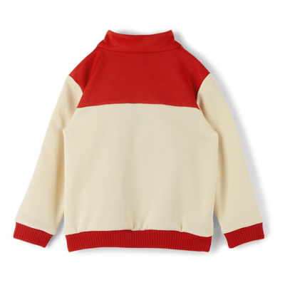 Shop Gucci Baby Off-white & Red Interlocking G Jacket In 7294 Reddish Orange/