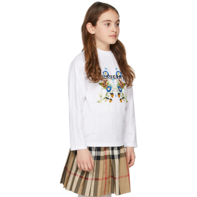 Shop Burberry Kids White Montage Print Long Sleeve T-shirt