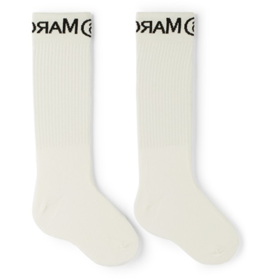 Shop Mm6 Maison Margiela Kids White Logo Socks In M6100 White