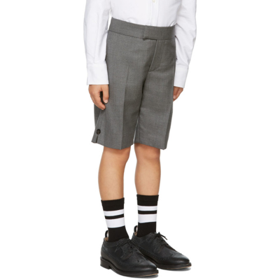Shop Thom Browne Kids Grey Super 120s Twill Classic Shorts In Med Grey 035